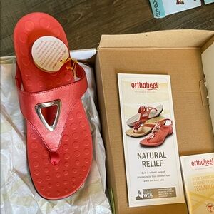 Orthaheel Red Sandals with Silver Accent